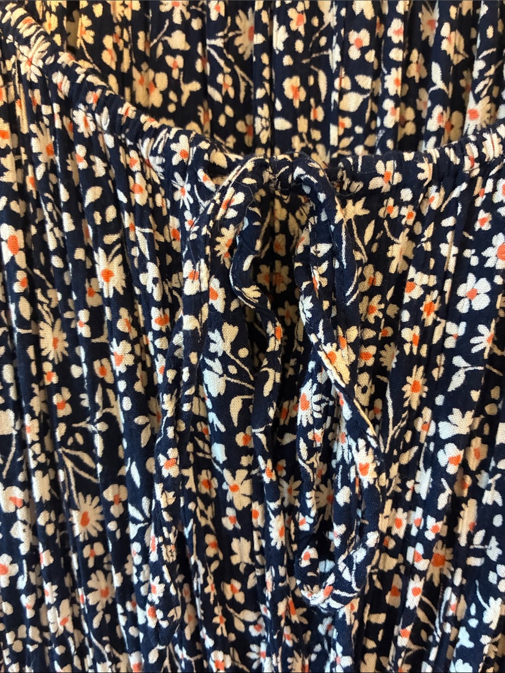 Floral Navy Blue Smocked Midi Dress. Nostalgia. Summer Dress - Picture 3 of 3